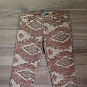 Lauren Ralph Lauren Jeans Sz 2 Brown Aztec Southwestern Straight Cotton Blend